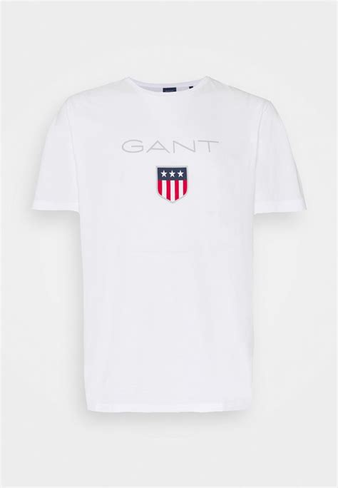 Gant Shield T Shirt Z Nadrukiem Whitemleczny Zalandopl