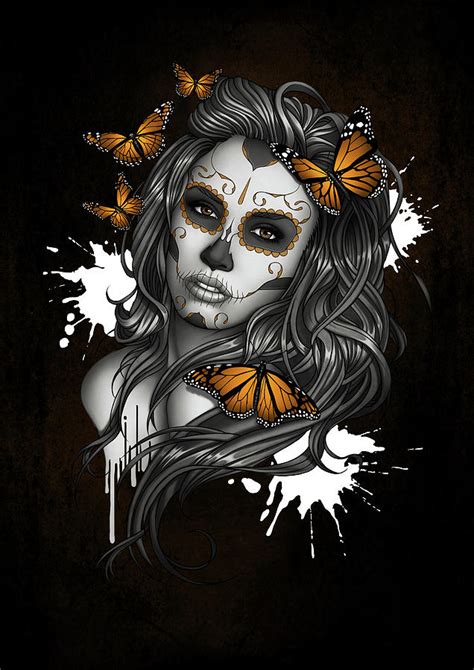 Day Of The Dead Sugar Skull Girl Digital Art By Ben Krefta Fine Art