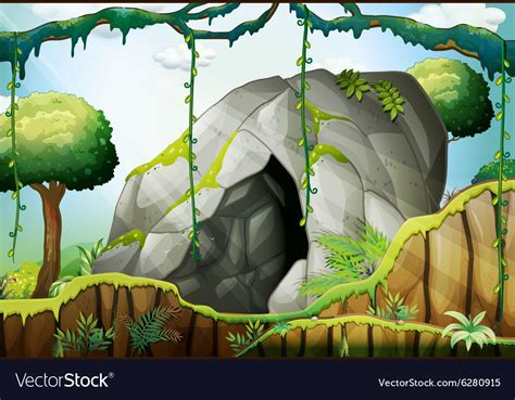 Cave In The Deep Forest Royalty Free Vector Image