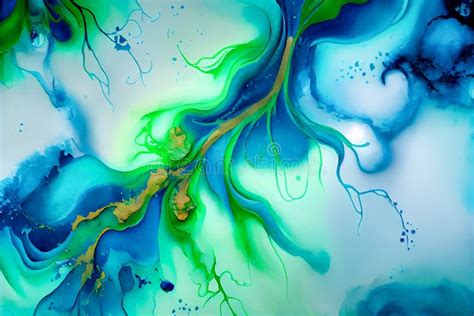 Abstract Blue And Green Paint Generative Ai Stock Image Image Of