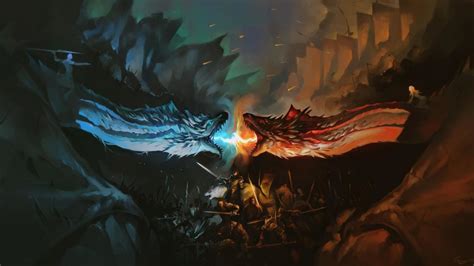 1600x900 Resolution Dragon Battle Fire Vs Ice Game Of Thrones 1600x900