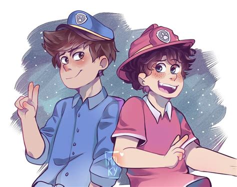 Chase And Marshall By Milkymatsu On Deviantart Paw Patrol Cartoon