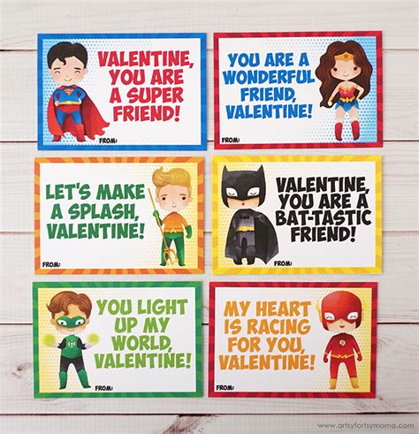 Free Printable Dc Superhero Valentines Artsy Fartsy Mama