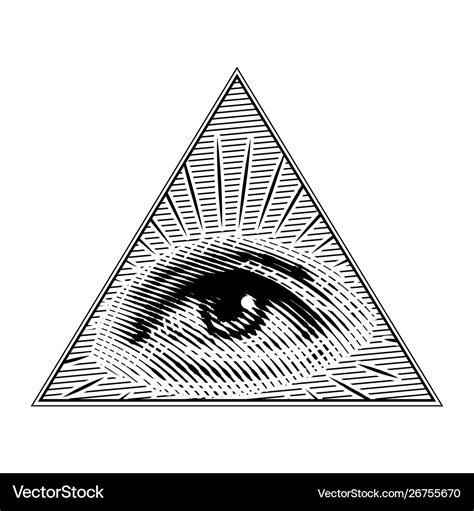Human Eye In A Triangle In Vintage Style Vector Image