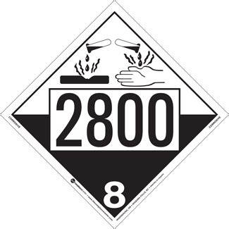 UN 2800 Hazard Class 8 Corrosives Tagboard ICC