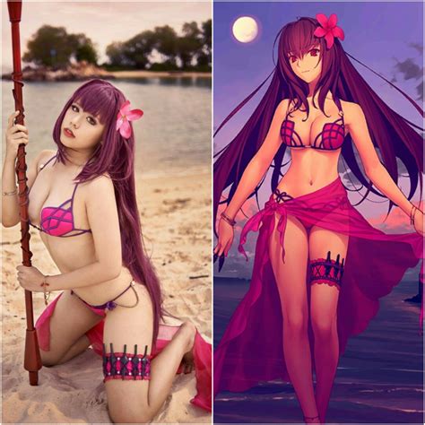Scathach Fgo Fate Grand Order Assassin Bikini Swimsuit Cosplay Costume