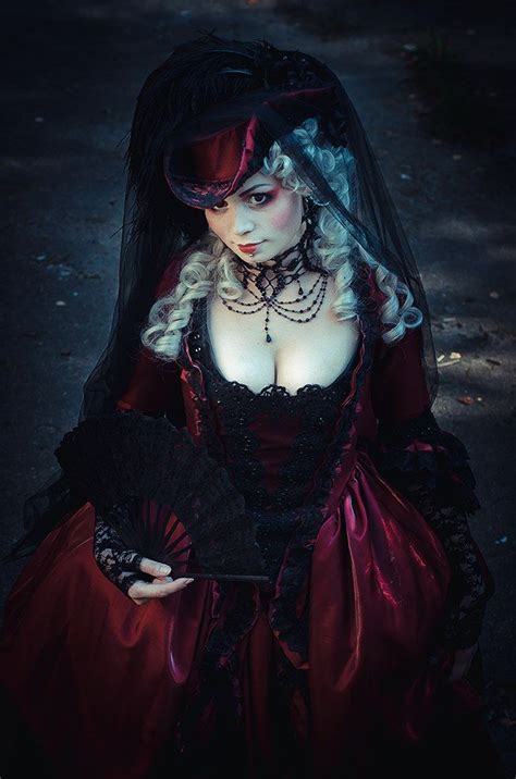 Deep Red Rococo Vampire Gothic Dress Costume Designer