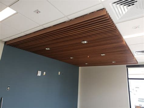 Wood ceiling lights, armstrong wood slat ceiling white wood slat ceilings. Wood Grille Ceiling (by Armstrong) Nears Completion near ...
