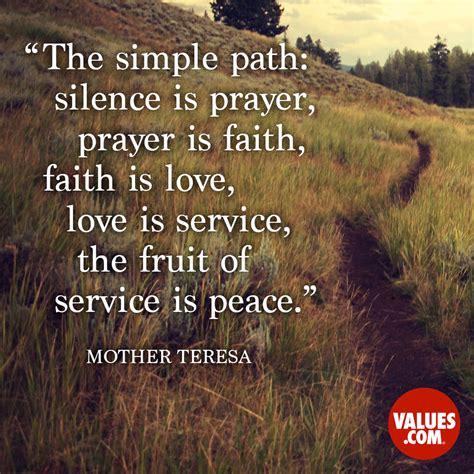 Love prayer love is patient; "The simple path: silence is prayer, prayer is faith, faith is love, love is service, the fruit ...