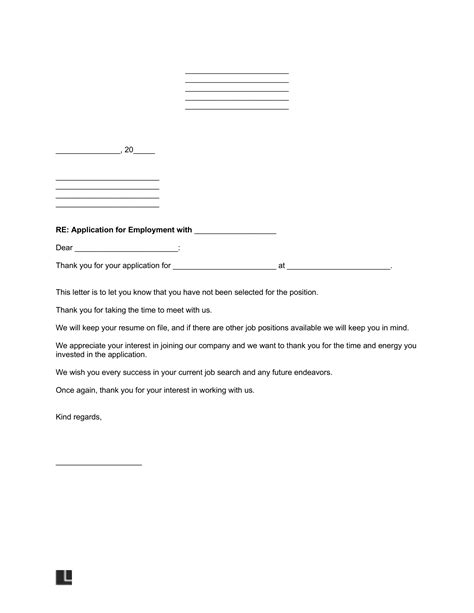 job rejection letter samples and template