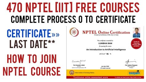 Nptel Certificate Free Certificate From Iits Nptel Complete