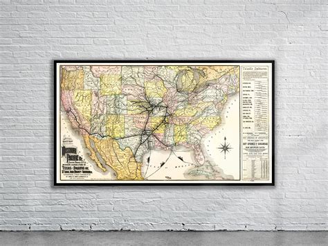 Vintage Missouri Pacific Railroad Map 1886