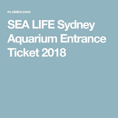 Sea Life Sydney Aquarium Entrance Ticket Sea Life Aquarium Life