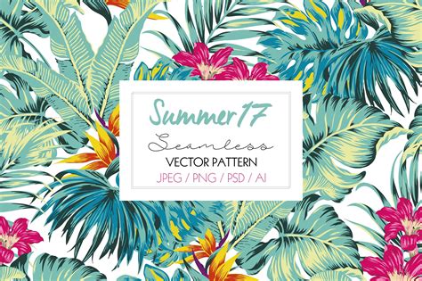 Tropical Summer Print By Tstudio On Creativemarket Flowers Clipart