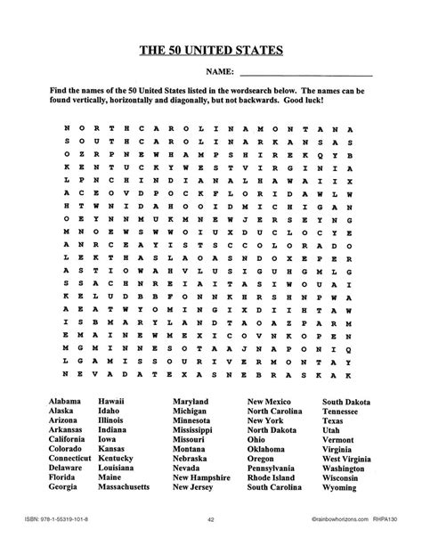 Canada And Its Trading Partners The 50 United States Word Search