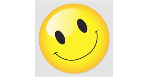 Cheer Up Yellow Emoji Party Happy Face Symbol Round Sticker Zazzle