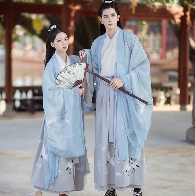 Ancient Chinese Men Woman Hanfu Cosplay Dress Traditional Dance Costume