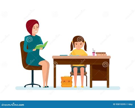 Daughter Girl Helping Mother Doing Laundry Vector 219754933