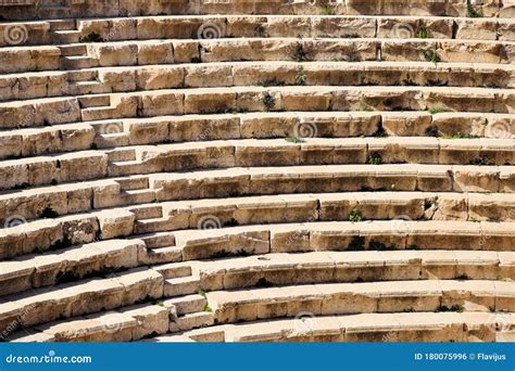 Stairs Of Amphitheater In The Ancient Roman City In Jerash Jordan
