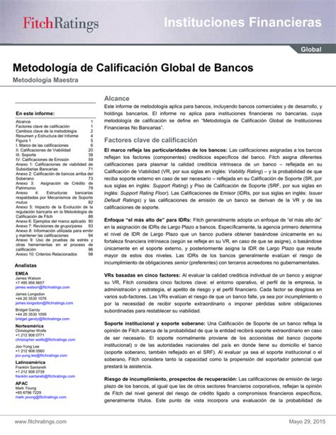 Metodología De Calificación Global De Bancos