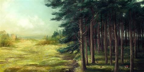 Light And Dark Pine Forest Digital Art By Deva