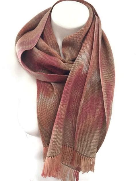 Hand Dyed Handwoven Fringed Tencel Scarf In Shades Of Etsy Hand