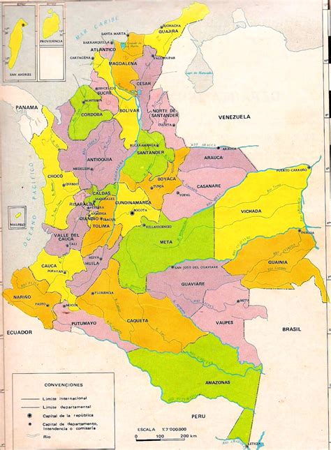 Mapa De Colombia Político Físico Satelital Mudo Relieve