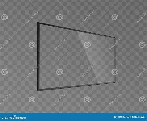 Realistic Clear Tv Screen Glass Panel Frame Isolated On Transparent