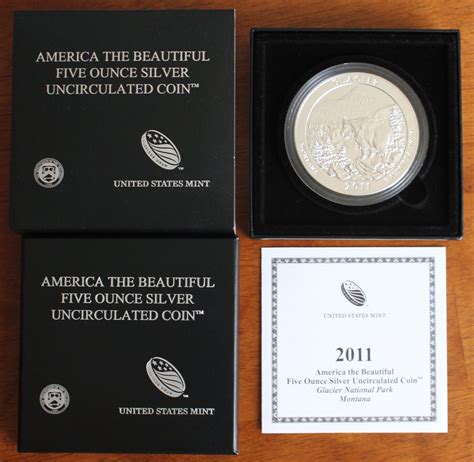 2011 P Glacier 5 Oz Uncirculated America The Beautiful Silver Coin