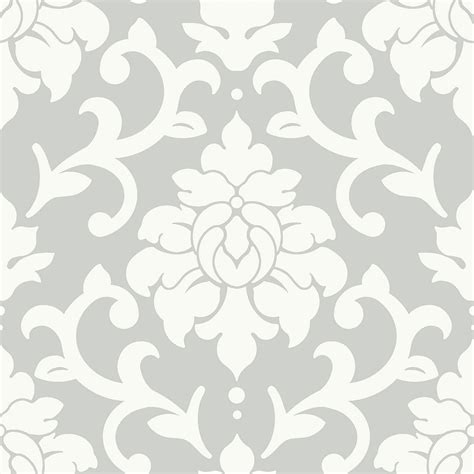Roommates Grey Damask Peel And Stick Wallpaper The Home