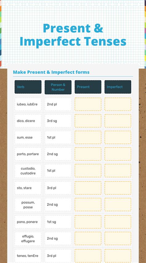 Present And Imperfect Tenses Interactive Worksheet By Kate Tiffany