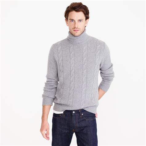 Jcrew Italian Cashmere Cable Turtleneck Sweater In Gray For Men Lyst