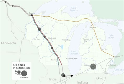 Map Of Enbridge Oil Pipelines And Spills In The Great Lakes