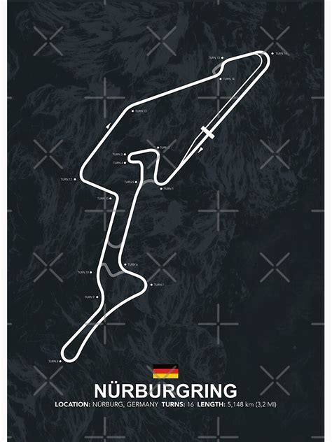 Nürburgring Racetrack Map Poster For Sale By Mapstars Redbubble
