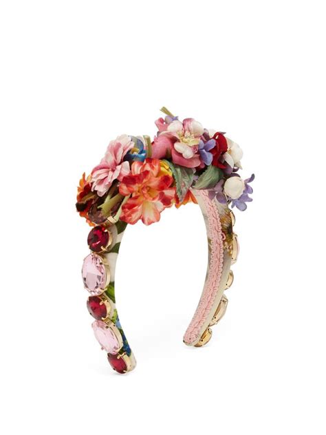 Flower And Crystal Embellished Headband Dolce And Gabbana