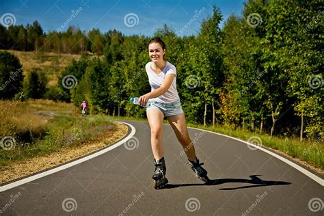 Girl On Rollerblades Stock Photo Image Of Activity Motion 71762136