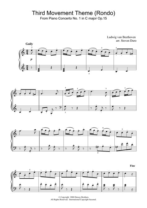 Piano Concerto No1 In C Major Op15 Rondo Sheet Music Ludwig Van