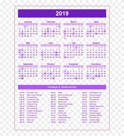 2019 Calendar With Holidays Philippines