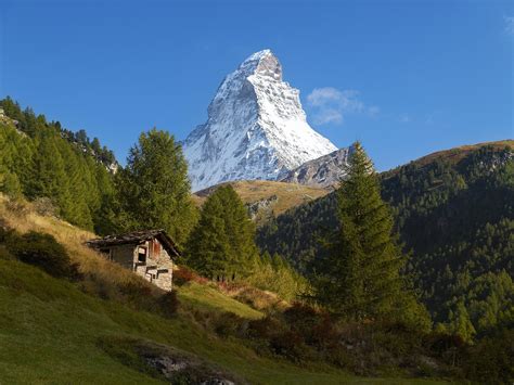 Matterhorn Alps Mountain Nature Landscape Trees Wallpapers Hd