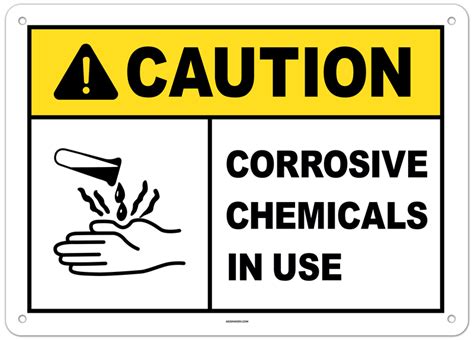 Caution Corrosive Chemicals In Use Sign
