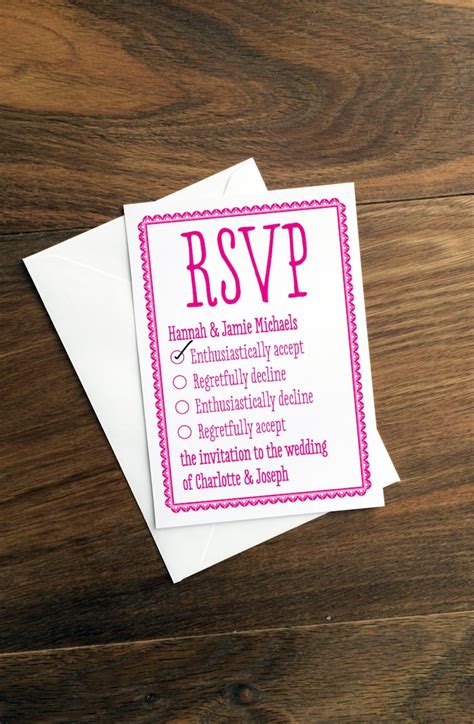 Custom Wedding Rsvp Funny Acceptance Regret Card Wedding Etsy