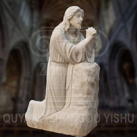 Natural White Marble Jesus Prayer Statue For Churches And Garden