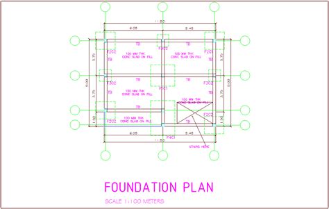Foundation Plan Of Office Building With Construction View Dwg File