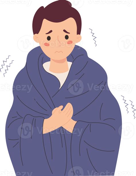 Unhappy Sick Man Wrapped In Blanket 16474860 Png