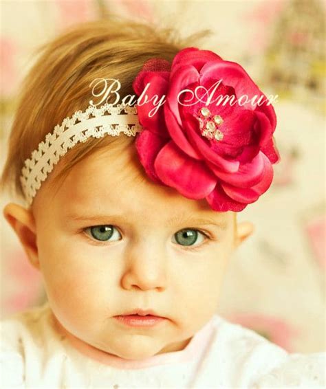 Top Baby Headbands Big Flower Hair Bands Children Pink Red Headwear