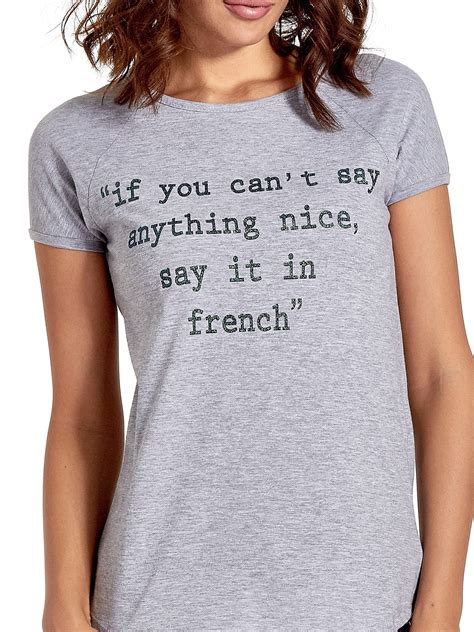 Szary T Shirt Z Napisem If You Cant Say Anything Nice Say It In French
