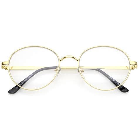 Oversize Metal Frame Slim Temple Clear Lens Round Eyeglasses 60mm