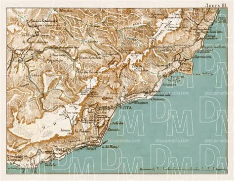 Old Map Of South Crimea From Alupka To Yalta In 1904 Buy Vintage Map