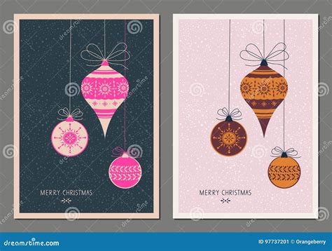 Decorative Christmas Card In Two Color Variants Stock Vector