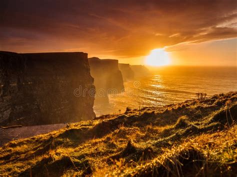 Cliffs Of Moher At Sunset In Co Clare Ireland Europe Stock Photo